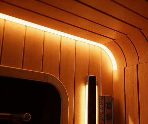 Sitting Quietly in The Hemlock Cube Sauna Room