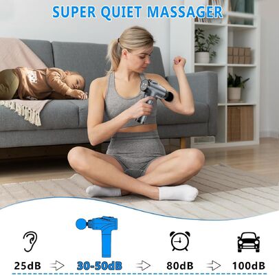 Massage Gun Percussion Massager With 4 Massages Heads Silent Brushless Motor