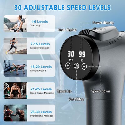 Massage Gun Percussion Massager With 4 Massages Heads Silent Brushless Motor