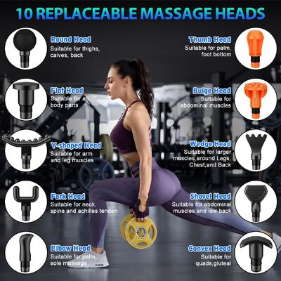 Massage Gun Percussion Massager With 10 Massages Heads Silent Brushless Motor