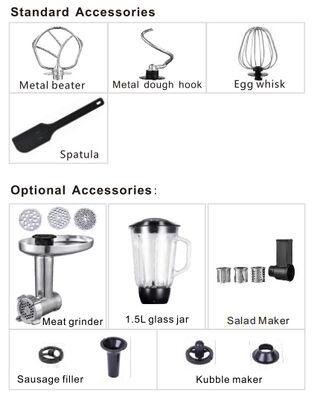 1000W 5L Stand Electric Mixer with 6 Speeds  Accessories